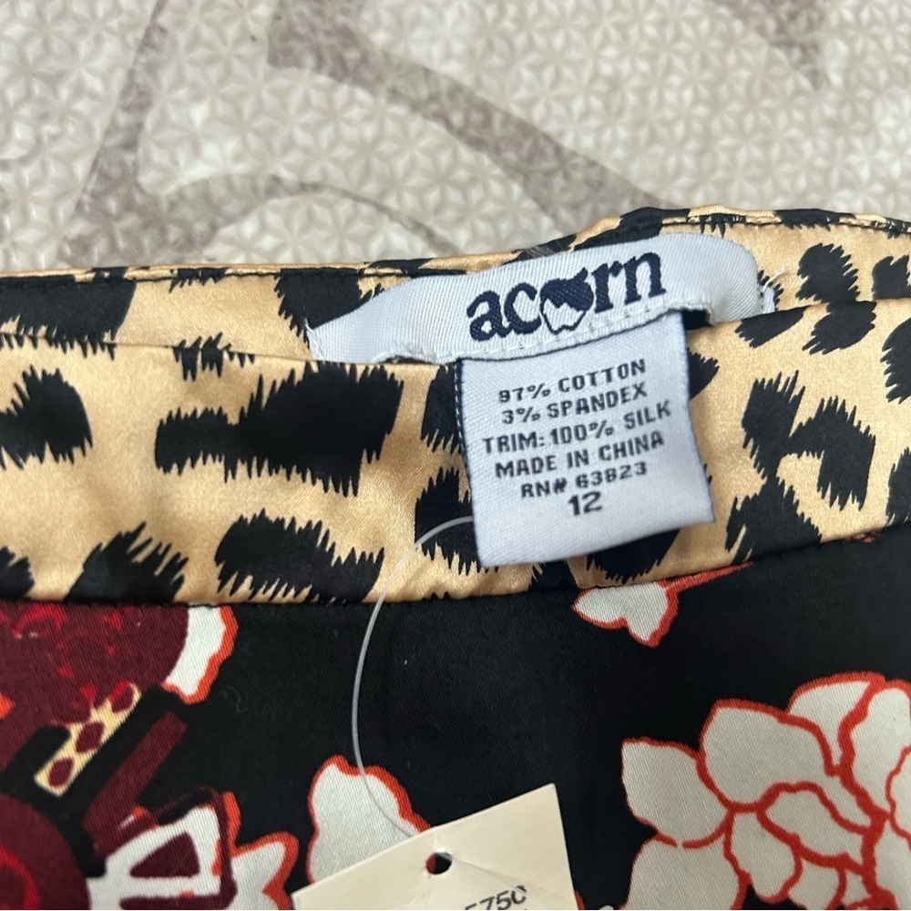 Acorn Black and Red Floral skirt- silk and cotton NWT - Picture 4 of 6